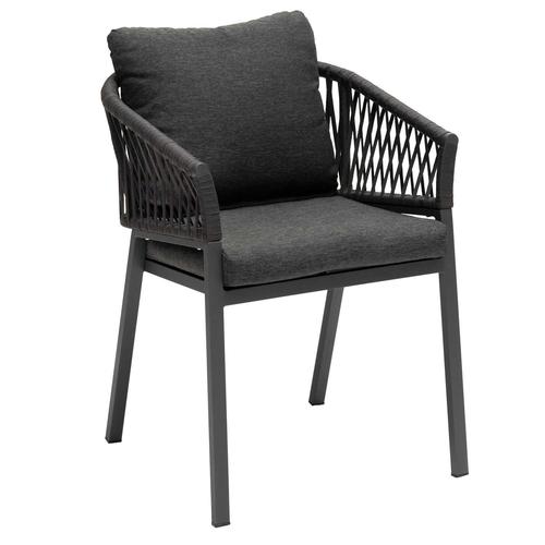 Fauteuil Repas Oriengo Aluminium Et Mailles Tressées - Anthracite Et Graphite