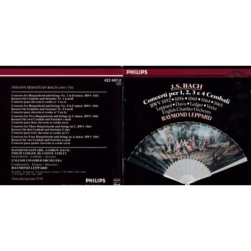 Cd Bach English Chamber Orch Raymond Leppard Davis Ledger Verlet Concerti Per 1,2,3 E 4 Cembali  