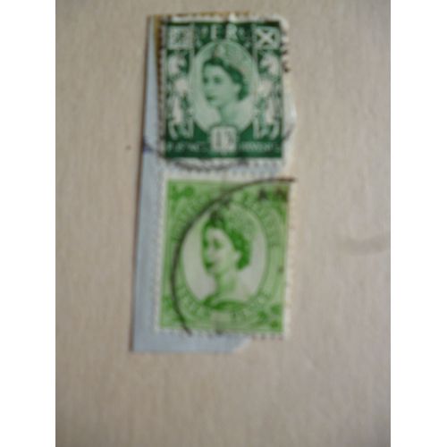 Lot De 2 Timbres"Royaume-Uni :Reine Elisabeth".