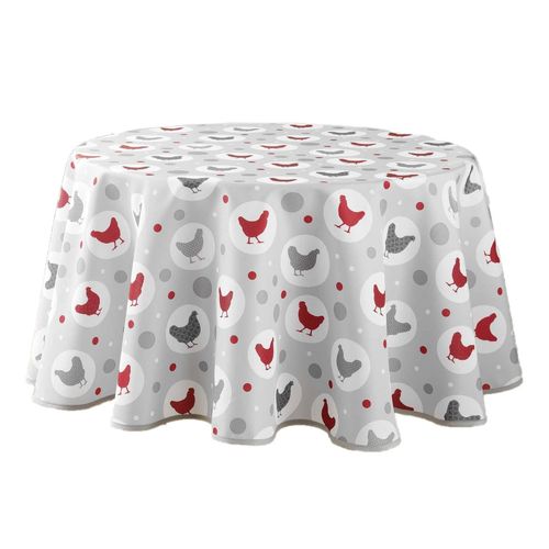 Nappe Ronde Antitache Plumette - Diam. 180 Cm - Gris