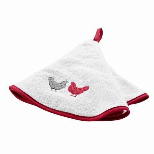 Essuie-Main Rond Plumette - Blanc Et Rouge