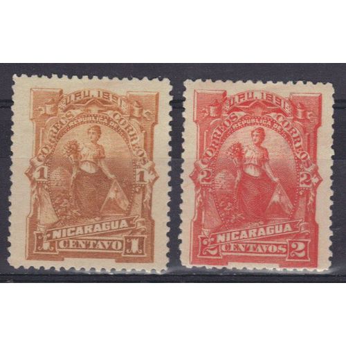 Nicaragua 1891 : Armoiries - Série De 2 Timbres Neufs *