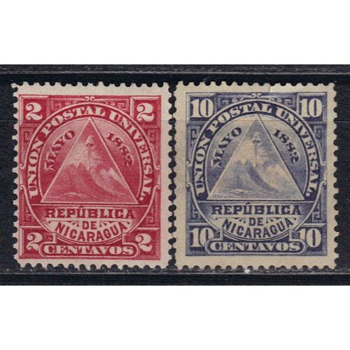 Nicaragua 1882 : Armoiries : Union Postal Universal : Bonnet Phrygien - Série De 2 Timbres Neufs *