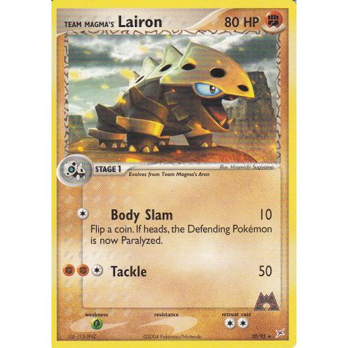 Carte Pokemon - Lairon ( Galegon ) - 20/95 - Rare - Team Magma's - Version Anglaise -