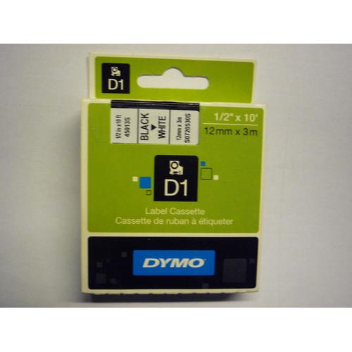 Dymo D1 - Ruban D'étiquettes Auto-Adhésives - Noir Sur Blanc - Rouleau 12mm X 3 M