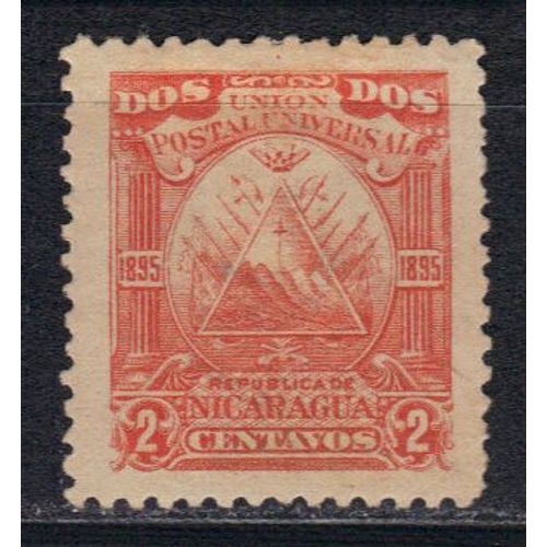 Nicaragua 1895 : Armoiries : U.P.U. : Cadres Variés - Timbre 2 C. Rouge Neuf *