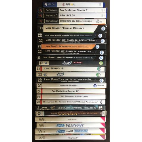 Lot De 24 Jeux Vidéo - Ps2, Ps4, Wii, Pc