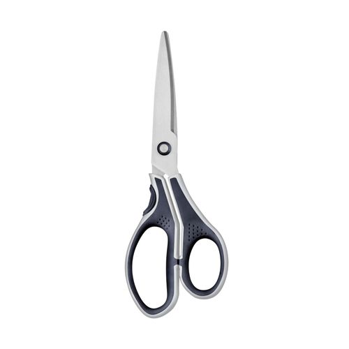 Jpc Creations Ciseaux Initial Bi-Matière Asymétrique Inox Traité Pointu 21 Cm Noir Gris