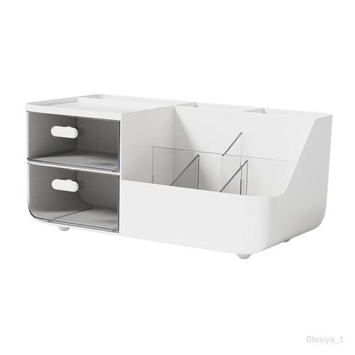 Organiseur de bureau polyvalent avec compartiment à tiroirs, présentoir Blanc