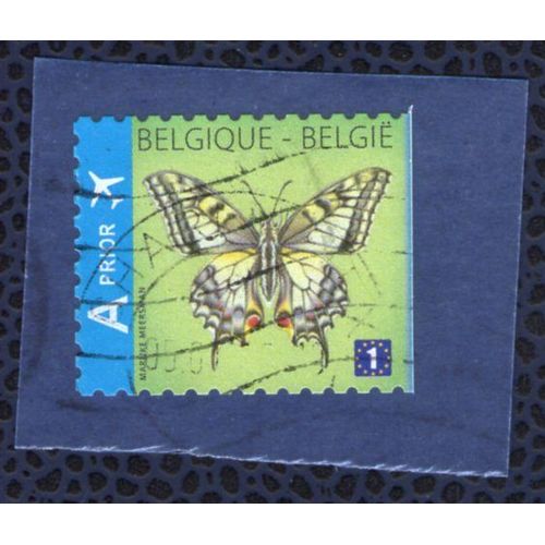 Belgique Oblitéré Ronde Sur Fragment Papillon Butterfly