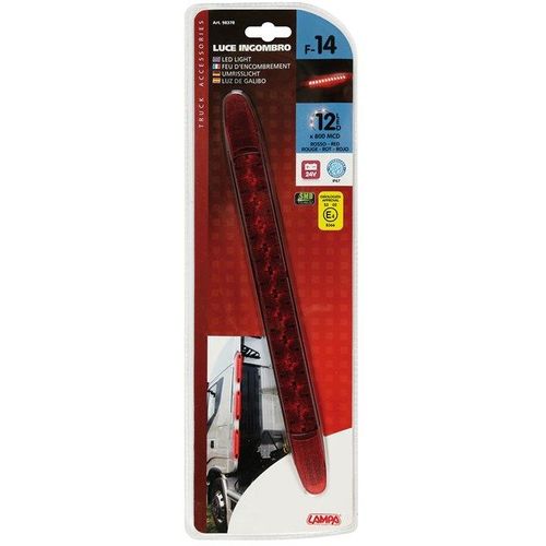 Barre Led Spécial Feu D'encombrement Poids Lourd 12 Leds Rouge 24v