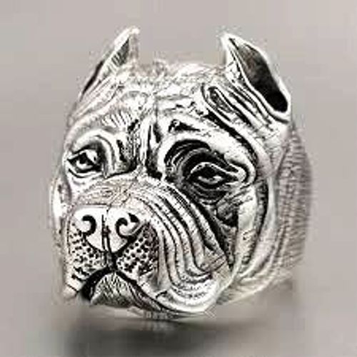 Bague Chevalière - Tête De Chien Molosse / Pitbull / American Staff - Style Américain, Métal, Rock, Sons, Anarchy, Biker, Harley, Bling, Gangsta Point