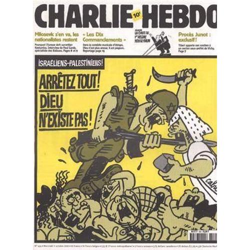 Charlie Hebdo N° 434 Du 11/10/2000 - Milosevic S'en Va - Kostunica - P. Garde - Obispo - Les Dix Commendements -Proces Junot - Tiberi - Israeliens - Palestiniens - Cabu.