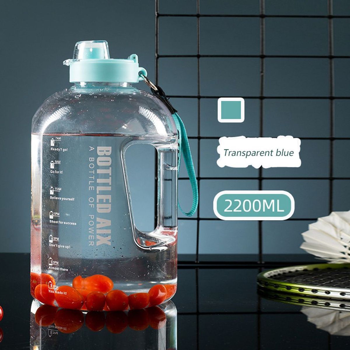 Bouteille D'eau 2,2 L Avec Paille, Bleue Goodnice - 3
