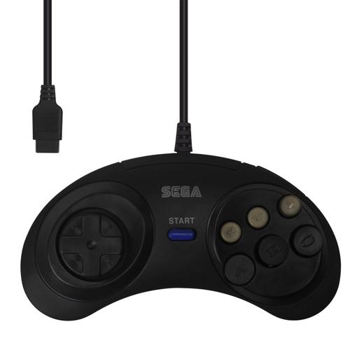 Manette Megadrive Noire 6 Boutons 1m Générique Neuve