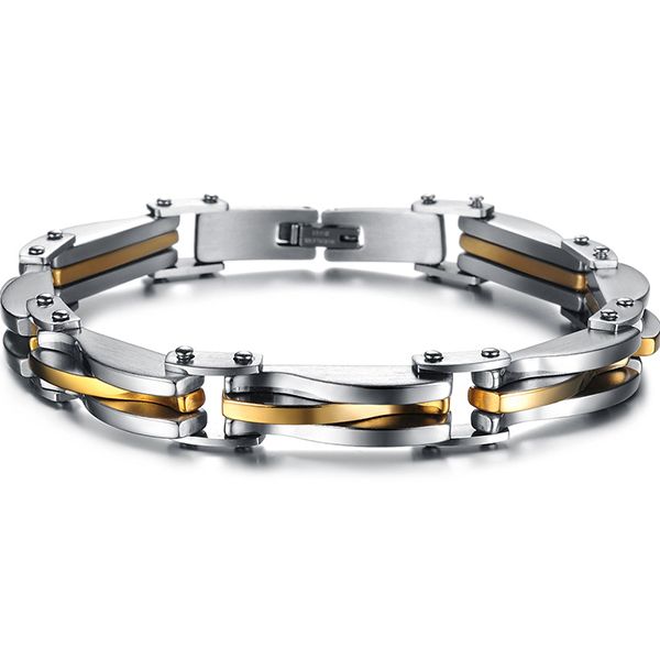 Bracelet Gourmette Bijoux Homme En Acier Inoxydable - Alu Argent - Doré À Maillon Solide - Design Tendance