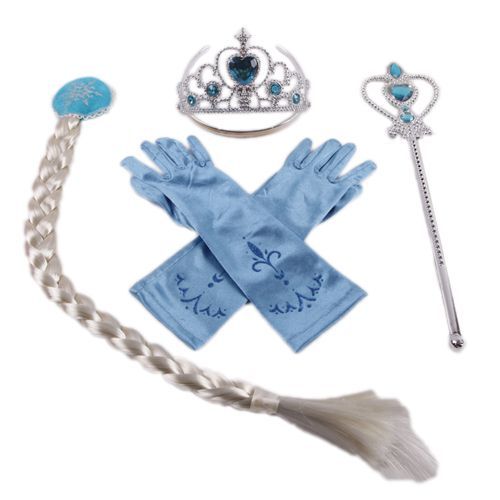 Kit D'accessoires Elsa La Reine Des Neiges, Natte + Gant + Diadème Costume En Scène Animation Enfant Adulte 