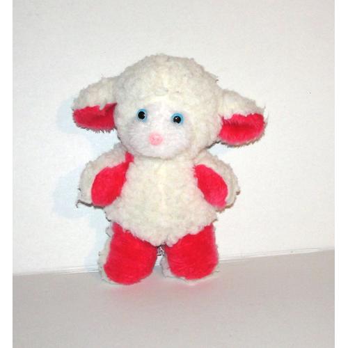 Mouton Blanc Et Rose Peluche Vintage Bettella 26 Cm