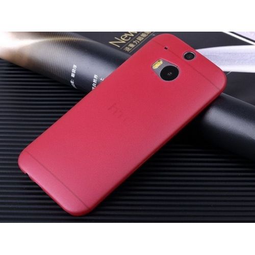 Coque Téléphone Housse Etui Souple- Htc One M8 - Rouge Dépoli Givré