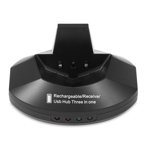 Souris de jeu optique sans fil rechargeable 2,4 GHz avec support de station de charge Hub USB noir