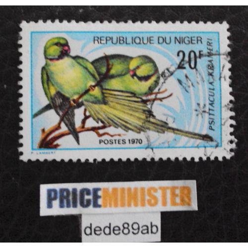 Niger.. 20f République Du Niger. Oiseau : Psittacidae (Psittacula Krameri) Perruche À Collier. Oblitéré.