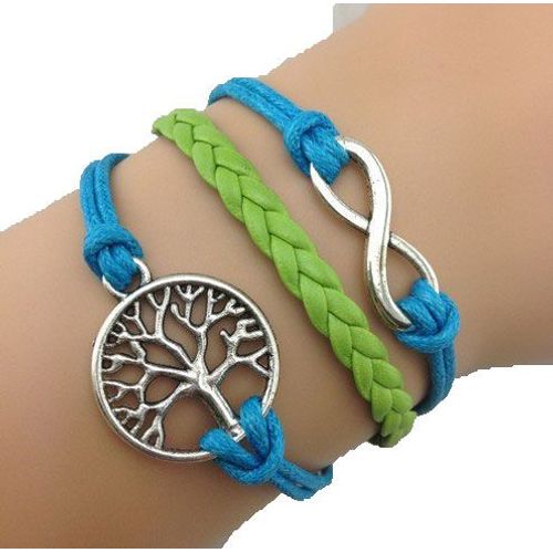Bracelet Infini Arbre De Vie Infinity Karma Bleu Et Vert