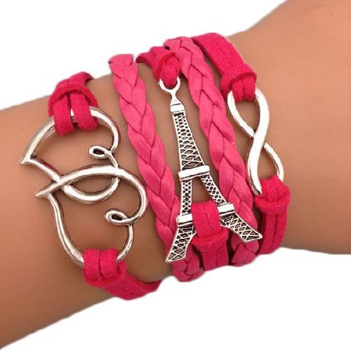 Bracelet Infini Tour Eiffel C¿Ur Rose Infinirty One Direction