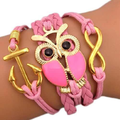 Bracelet Infinity Chouette Karma Infini Or Rose Multibrins Tendance