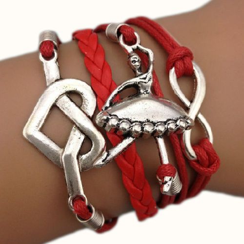 Bracelet Infini Rouge Karma Infinity Cuir Tendance C¿Ur Danseuse