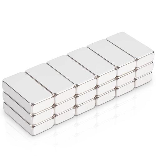 Aimants à barre de terres rares, petits aimants industriels rectangulaires pour l'artisanat, le bureau, la cuisine, le réfrigérateur et le stockage d'outils 20x10x5mm, paquet de 18