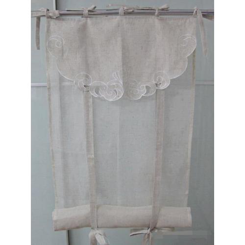 Lot De 2 Voilages 60x160cm Stores Enrouleurs Broderie Dentelle Maurice Lin