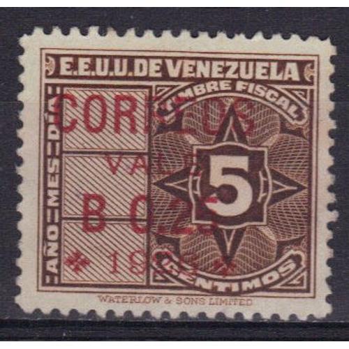 Venezuela 1926 : Timbre Fiscal 25 C. Sur 5 C. Marron Oblitéré