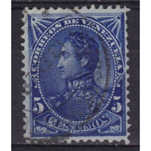 Venezuela 1882 : Simon Bolivar - Timbre 5 C. Bleu Oblitéré