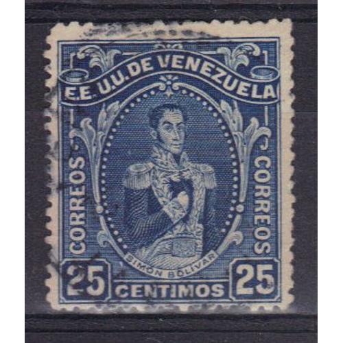 Venezuela 1914 : Simon Bolivar - Timbre 25 C. Bleu Oblitéré