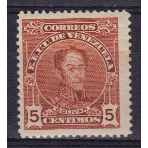 Venezuela 1924 : Simon Bolivar - Timbre 5 C. Brun-Rouge Neuf ** Cote 10 