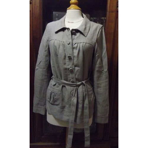 Veste En Lin Taupe Comptoir Des Cotonniers T.36 Modèle Ballet