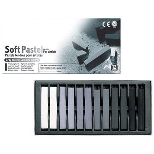 Craies Pastel Sec Carré Camaieu De Gris Assortie - Boite De 12