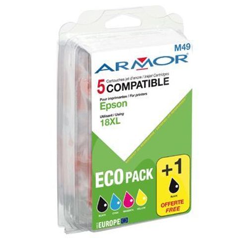 Cartouche d'encre compatible epson t181 haute capacité - pack de 5