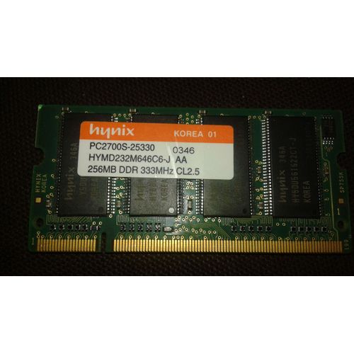 256MB 200p PC2700 CL2.5 8c 16x16 DDR333 2Rx16 2.5V SODIMM 