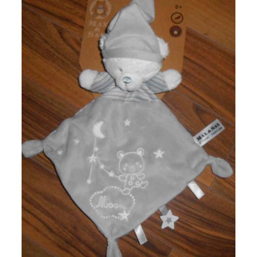 Doudou Ours Gris Max & Sax Losange Peluche Bébé Ourson Max And Sax