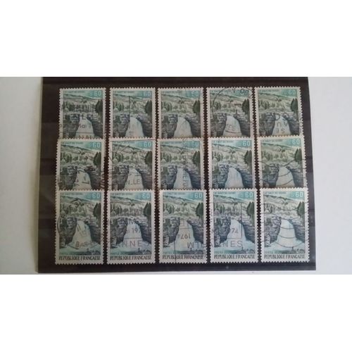 Lot De 15 Timbres Obliteres France Identique 60 Centimes Le Saut Du Doubs
