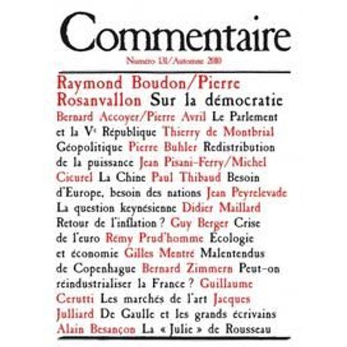 Commentaire 131 .Raymond Boudon.Rosanvallon.Pierre Buhler.Bernard Accoyer.Michel Cicurel.Paul Thibau