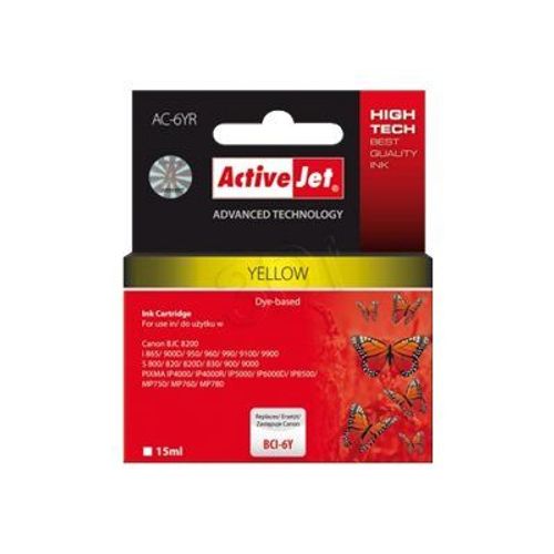 ActiveJet AC-6YR Premium - 15 ml - jaune - encre à colorants - reconditionné(e) - cartouche d'encre (équivalent à : Canon BCI-6Y ) - pour Canon BJ-S820; i99XX; PIXMA IP3000, IP4000, iP5000...