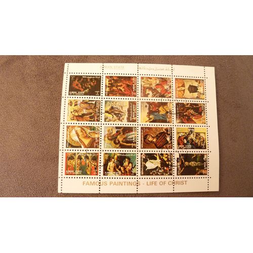 Ajman State And Its Dependancies ( Émirats Arabes Unis) = Bloc De 16 Timbres Oblitérés = Thème " Famous Paintings - Life Of Christ " ( Célèbres Peintures - La Vie Du Christ )