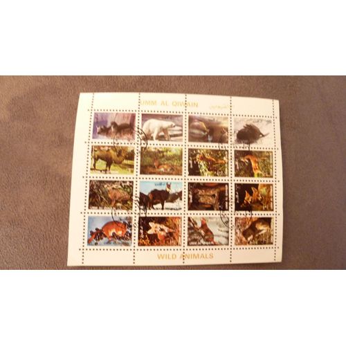 Umm Al Qiwain = Bloc De 16 Timbres Oblitérés = Thème Wild Animals ( Animaux En Réserve Naturelle)