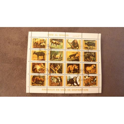 Umm Al Qiwain = Bloc De 16 Timbres Oblitérés = Thème " Animaux En Voie De Disparition "