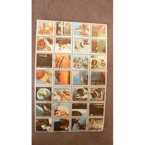 Ajman States And Its Dependancies ( Émirats Arabes Unis) = Bloc De 28 Timbres Oblitérés = Thème " La Conquête Spatiale, Espace, Astronautes, Fusées, Terre .... "