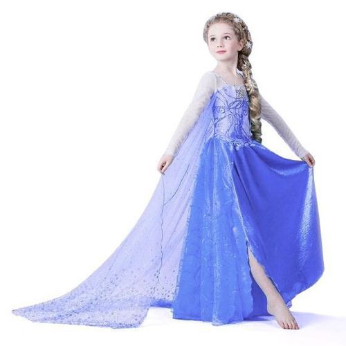 Belle Robe Violette Elsa Reine Des Neiges Jolie Traîne Paillettes Flocons Fille Taille 2 À 5 Ans Super Tissu Bonne Qualité Boutique Black Sugar