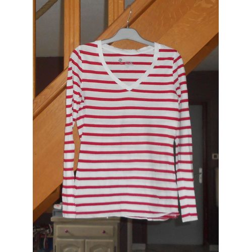 T-Shirt "" Kiabi "", Rouge Et Blanc, T34/36