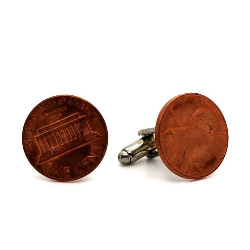 Boutons De Manchettes Pièce De Monnaie Authentique " Etats-Unis " 1 Cent
